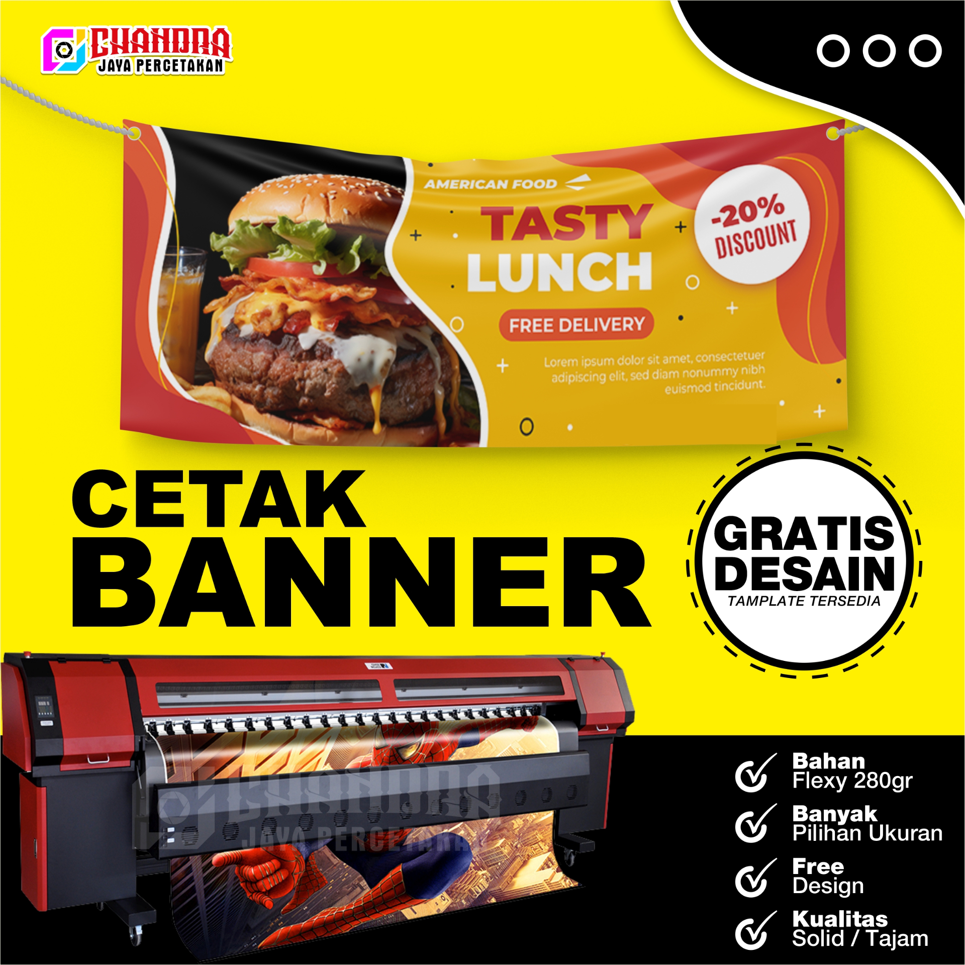 Cetak Banner Flexy 280gr - Gratis Desain